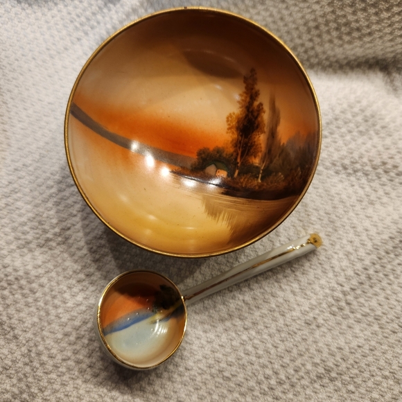 Vintage Noritake Hand Painted Made in Japan 2 pieces Ladle Bowl Lusterware - Picture 8 of 8